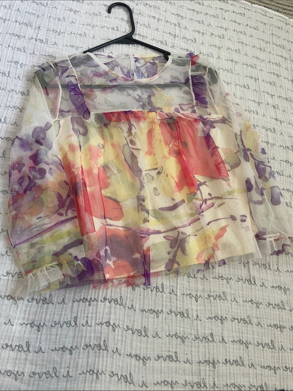 Mimi Chica Sheer Floral Blouse in Purple, Pink & Yellow